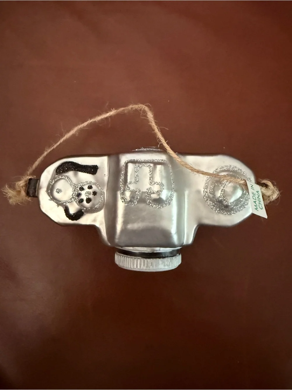 Vintage-Style Decorative Camera Ornament - Black and Silver